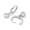 Flat Round Rack Plating Brass Cubic Zirconia Hoop Earrings EJEW-K245-22P-2