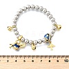 Brass Enamel Round Beads Charm Bracelets for Women BJEW-D317-11B-PG-5
