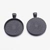 Electrophoresis Alloy Flat Round Pendant Cabochon Settings PALLOY-Q304-16-NR-2