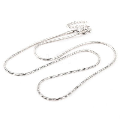 201 Stainless Steel Round Snake Chain Necklaces for Women NJEW-G140-06C-P-1-1