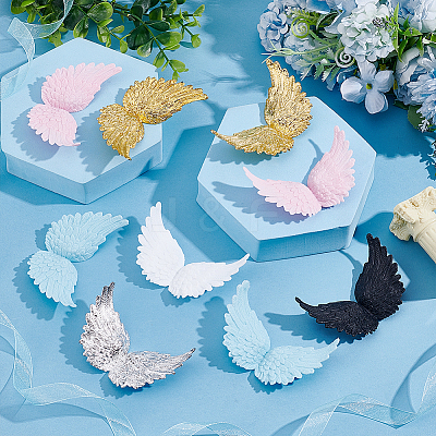 36Pcs 6 Colors Plastic Angel Wings Ornament DIY-AR0002-99B-1