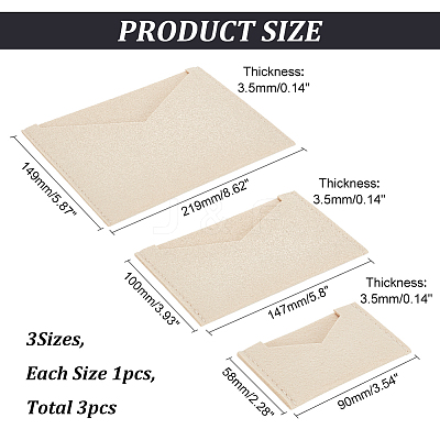 3Pcs 3 Style Wool Felt Envelope Purse Insert Organizer FIND-WR0006-70B-1