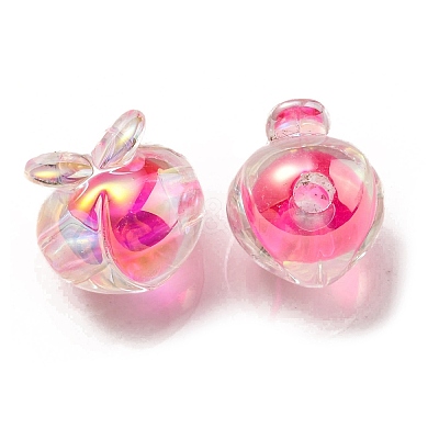 UV Plating Rainbow Iridescent Acrylic Beads OACR-F004-02F-1