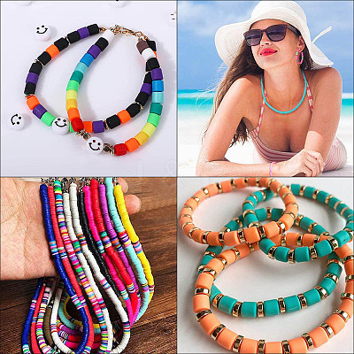 Handmade 610Pcs 10 Strands Polymer Clay Bead Strands CLAY-SC0001-37-1