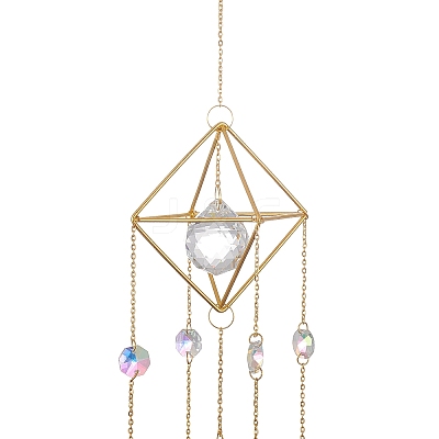 Geometric Metal Suncatchers Wall Hanging Decoration LS-HJEW-G018-01B-G-1