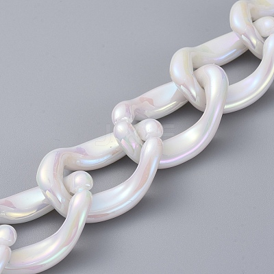 Handmade Acrylic Imitation Pearl Curb Chains AJEW-JB00521-1
