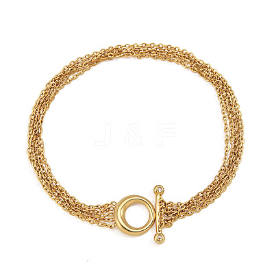 304 Stainless Steel Pave Clear Cubic Zirconia Multi-strand Cable Chain Bracelets with OT Clasps for Women WG78484-01-1