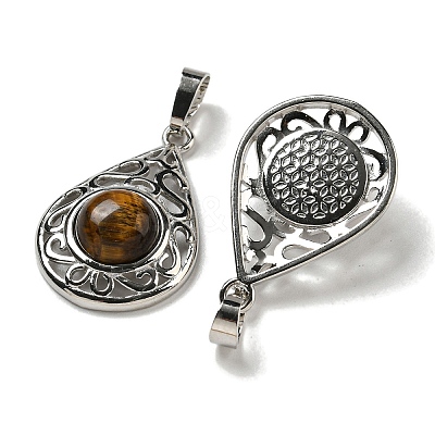 Natural Tiger Eye Pendants G-Q158-05P-15-1