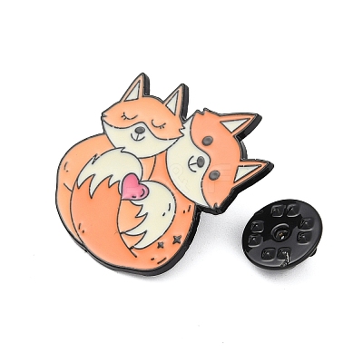 Cute Animal Hug with Heart Enamel Pins PALLOY-D361-01EB-03-1