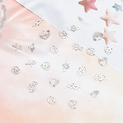 24Pcs 12 Styles 201 Stainless Steel Pendants STAS-SC0002-85-1