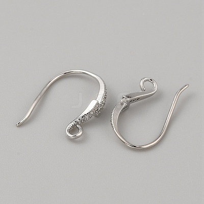 Brass Micro Pave Clear Cubic Zirconia Earring Hooks KK-WH0038-44P-1