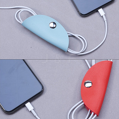 Earphone Leather Cable Winder AJEW-WH0079-E-1