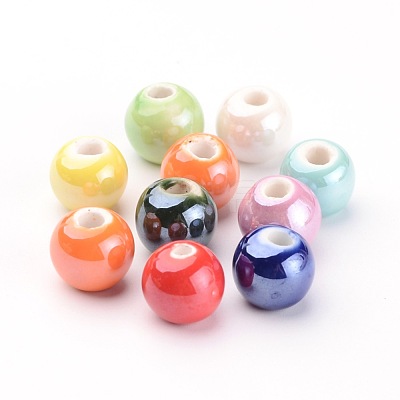 Glazed Porcelain Beads PORC-D001-10mm-M-1