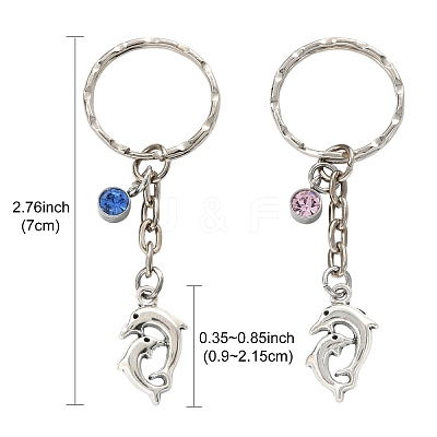 2Pcs Valentine's Day Alloy Glass Keychain KEYC-YW00188-1