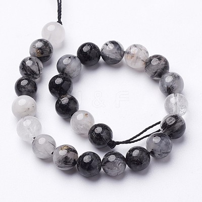 Natural Black Rutilated Quartz Beads Strands X-G-D295-8mm-1