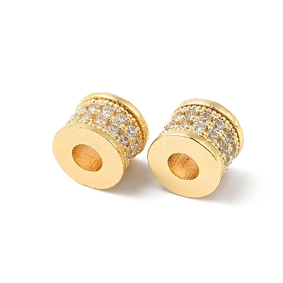 Brass Micro Pave Clear Cubic Zirconia Beads KK-P234-33G-1