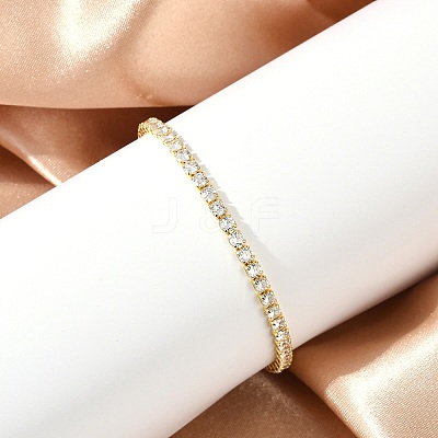 Clear Cubic Zirconia Tennis Bracelet X-BJEW-A132-02G-1