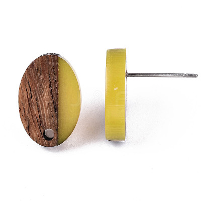 Resin & Walnut Wood Stud Earring Findings MAK-N032-004A-A03-1