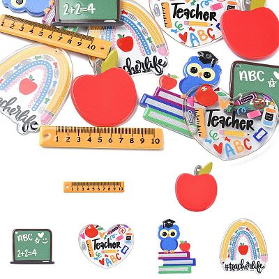 12Pcs 6 Styles Study Style Opaque Acrylic Double Sided Pendants FIND-CJ0002-52-1