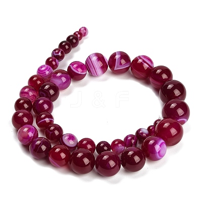 Natural Banded Agate Graduated Beads Strands G-P589-A01-01I-1