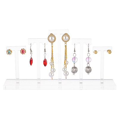 Detachable Acrylic 5 T-Bar Earrings Display Risers EDIS-FG0001-54-1