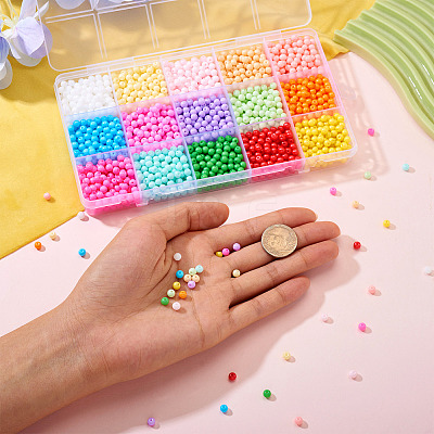2400Pcs 15 Colors Opaque Baking Paint Glass Beads DGLA-TA0001-25-1
