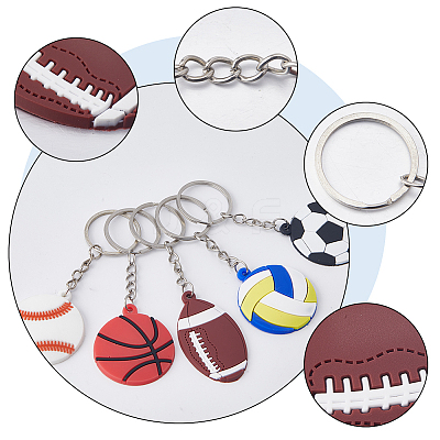24Pcs 6 Style PVC Plastic Pendant Keychain KEYC-CN0001-02-1