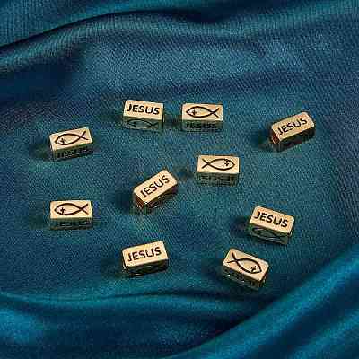 Brass Jesus Tube Beads for Easter KK-L006-041G-1