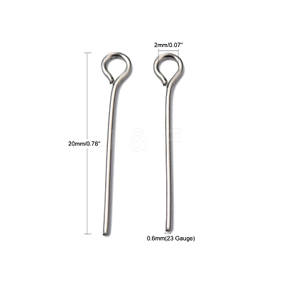 Tarnish Resistant Stainless Steel Eye Pin Jewelry Findings X-STAS-E013-0.6x20mm-1