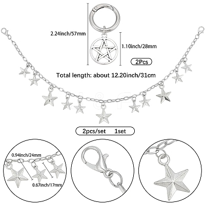 4Pcs 2 Styles Brass Twisted Chains Boot Strap Chains & Alloy Shoes Charms Sets HJEW-BM0001-08-1