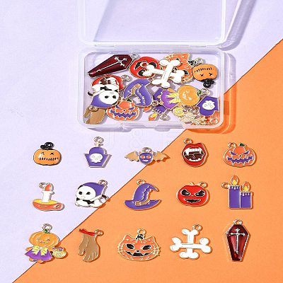 30Pcs 15 Styles Alloy Enamel Pendants ENAM-FS0001-90-1