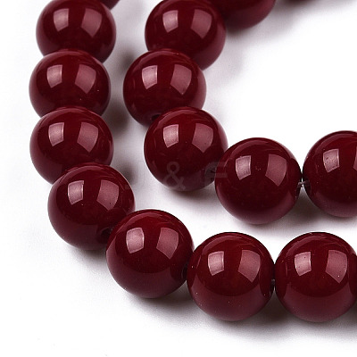 Opaque Solid Color Glass Beads Strands GLAA-T032-P10mm-05-1