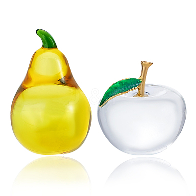2Pcs 2 Styels Glass & Alloy Sculpture Figurine DJEW-PH0001-55-1