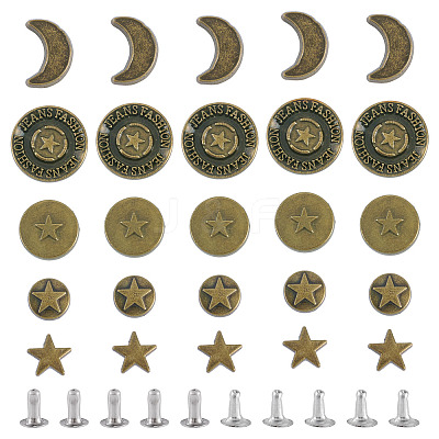50Pcs 5 Styles Alloy River Studs FIND-TA0009-69-1