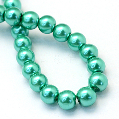Baking Paint Pearlized Glass Pearl Round Bead Strands X-HY-Q003-10mm-29-1