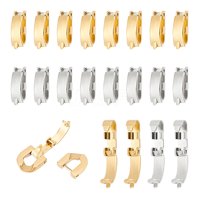 40Pcs 2 Colors 304 Stainless Steel Fold Over Clasps STAS-UN0056-16-1