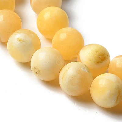 Natural Yellow Jade Beads Strands G-F591-17-10MM-1