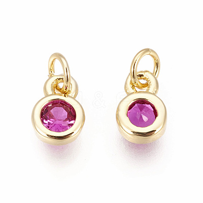 Brass with Single Cubic Zirconia Charms ZIRC-F095-03G-04-1