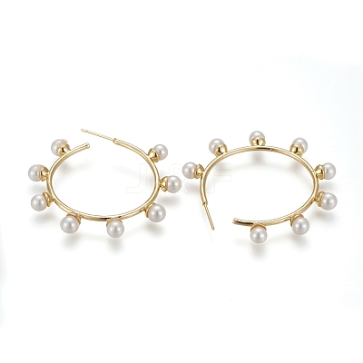 Brass Stud Earrings EJEW-Z004-02G-1