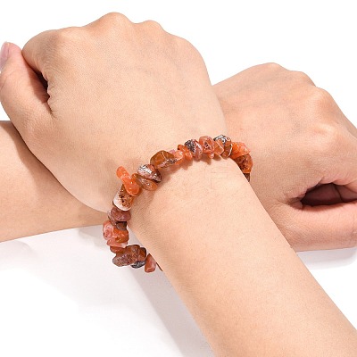 Carnelian(Dyed) Chips Stretch Bracelets BJEW-JB01308-04-1