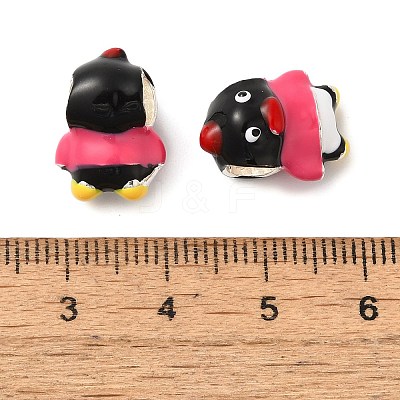 Cartoon Penguin Alloy Enamel European Beads FIND-U008-03G-B-1
