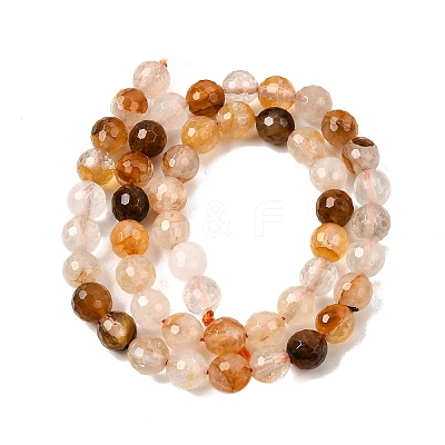 Natural Yellow Hematoid Quartz Beads Strands G-I003-8mm-04-1