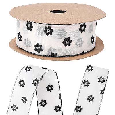 1Roll Printed Polyester Chiffon Ribbons OCOR-CY0002-35E-1