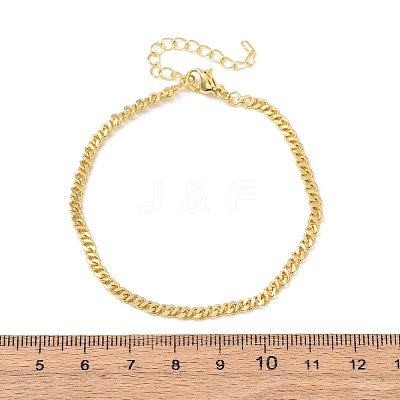 Brass Curb Chain Bracelets for Women BJEW-C140-14G-1