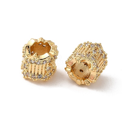 Rack Plating Brass Micro Pave Cubic Zirconia European Beads KK-Q795-03G-1