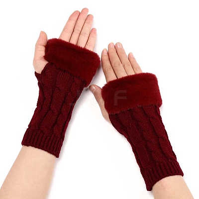 Acrylic Fibers Knitting Fingerless Gloves PW-WG53A2A-03-1