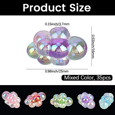 35Pcs UV Plating Rainbow Iridescent Acrylic Beads PACR-PA0001-23-1