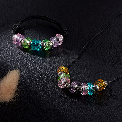 180Pcs 9 Colors Transparent Resin European Beads RPDL-MP0001-02-1