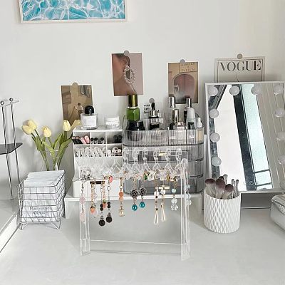 Transparent Acrylic Earring Display Stands EDIS-WH0029-12-1