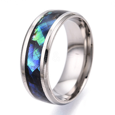 201 Stainless Steel Wide Band Finger Rings RJEW-T005-11-07-1